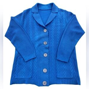 Vintage Cable Knit Sweater Pit 18 L 24 Scalloped Collar And Edges Size Small